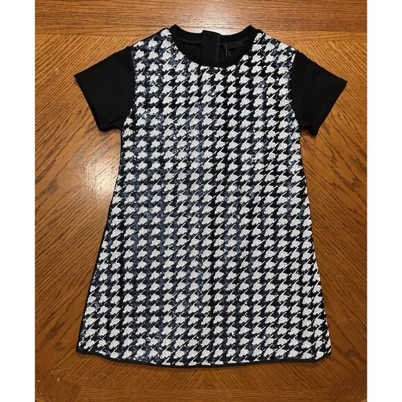 Fun & Fun Black White Sequins Dress Houndstooth Back Zipper Size 11  Years NWT - Picture 1 of 8